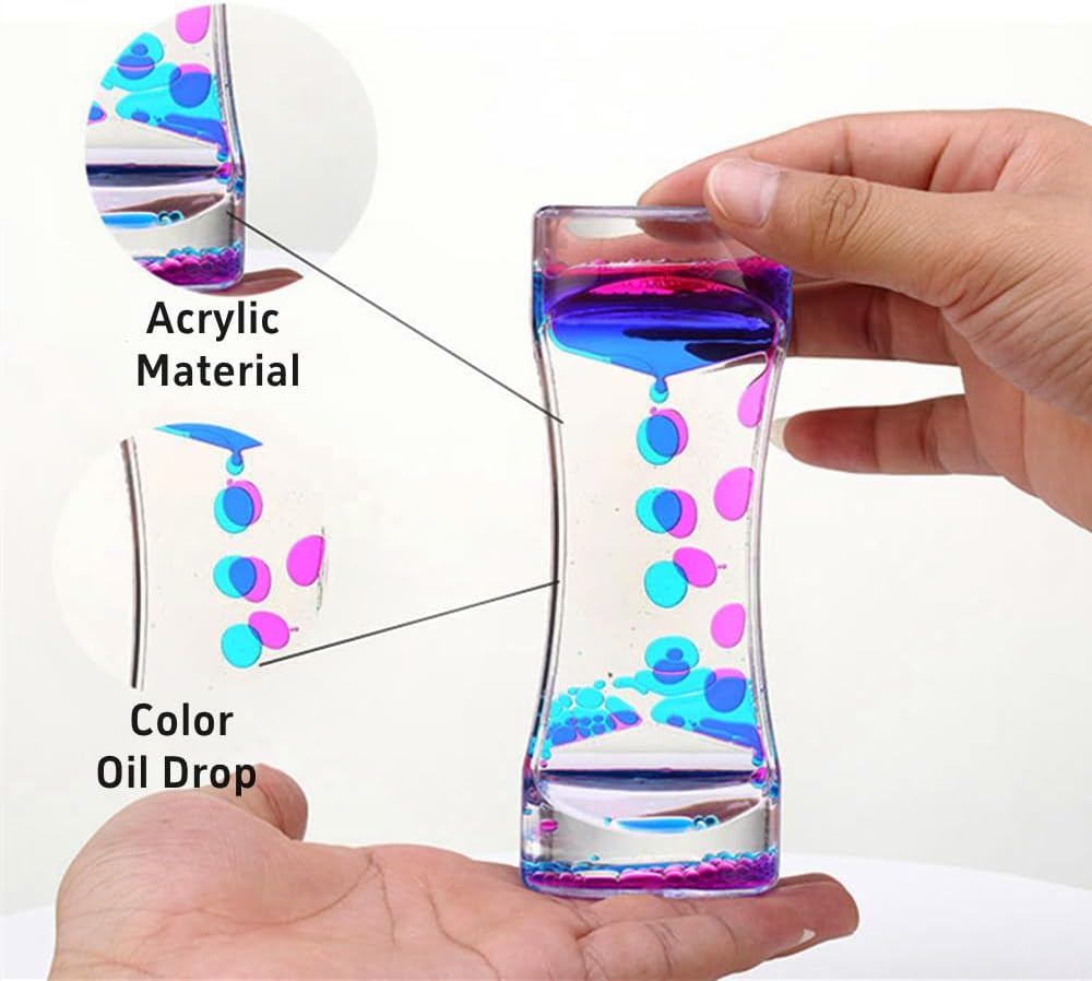 Liquid Motion Bubbler Colorful Oil and Water Sensory Toys Bubbler Timer ADHD Anxiety Autism Fidget Toy for Kids Calm Stress Relief Desk Toys for Office for Adults 5 Pack