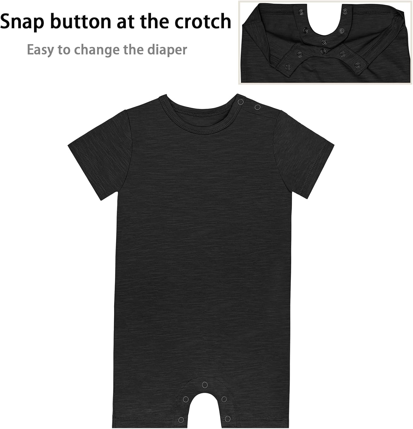 GUISBY Baby Short Sleeve Bodysuit Snap Crotch Closure Cotton Pajamas for Baby 3-Packs