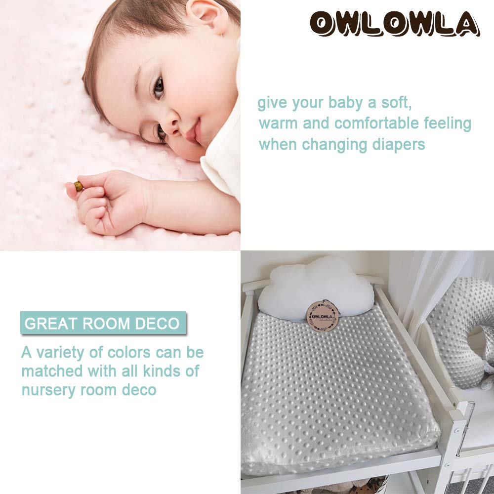Owlowla Changing Pad Cover, Soft Minky Dots Changing Table Sheets for Baby Boy and Girl(White)