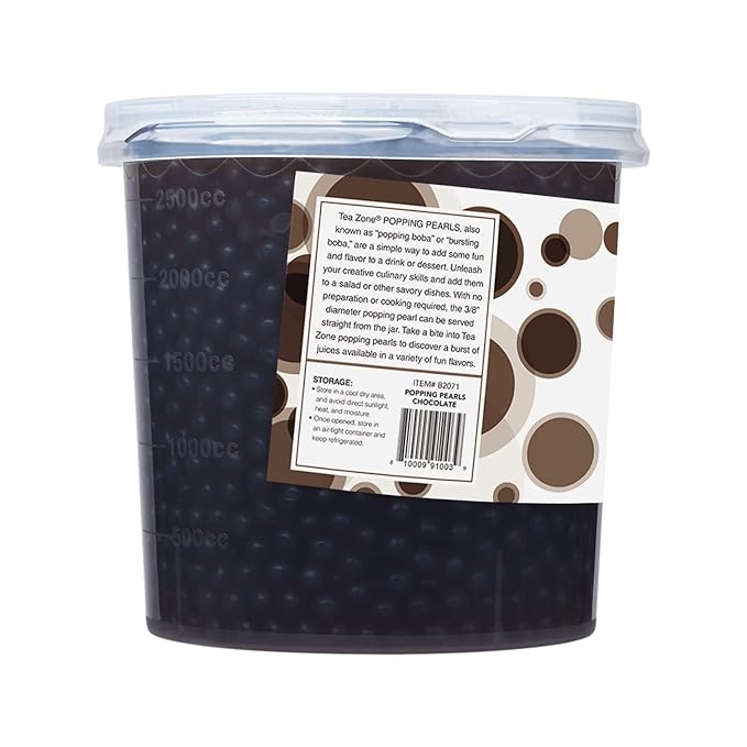 Tea Zone [7 Pounds] Chocolate Popping Pearls for Boba Tea Beverages, Sweets, Ice Cream Topping | B2071