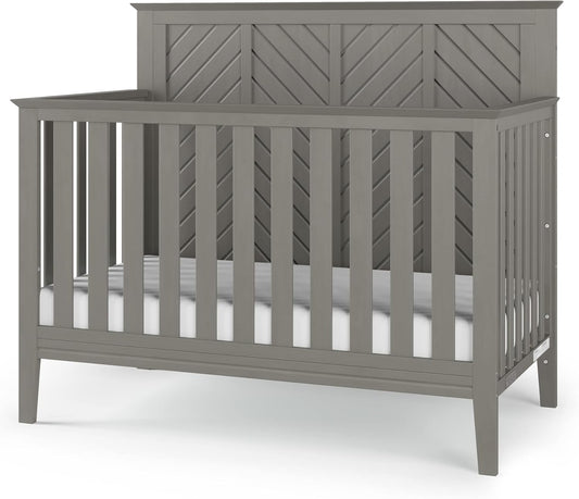 Child Craft Atwood 4-in-1 Convertible Crib, Baby Crib Converts to Day Bed, Toddler Bed and Full Size Bed, 3 Adjustable Mattress Positions, Non-Toxic, Baby Safe Finish (Lunar Gray)