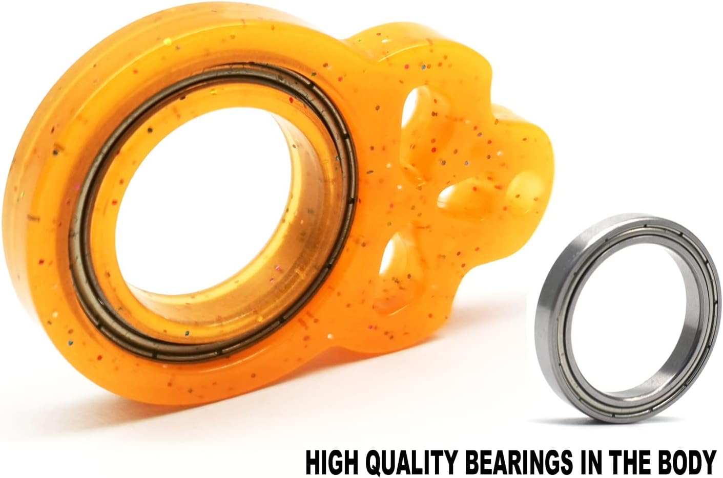 Skull Keychain Spinner,Glow Fidget Keychain,Spinning Keychain Fidget, Fidget Spinner Keychain Toys for Keys (Orange)