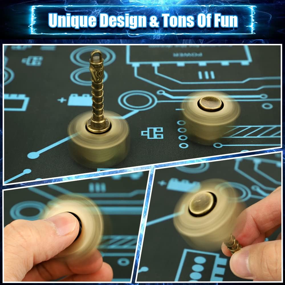 Mjolnir Fidget Spinner Toy for Kids Adults, Thor's Hammer Finger Hand Spinner, Metal 2 in 1 Transformable Fidget Keychain, Infinity Cube Anti Anxiety Stress Relief Gift for Classroom Office (2 Pack)
