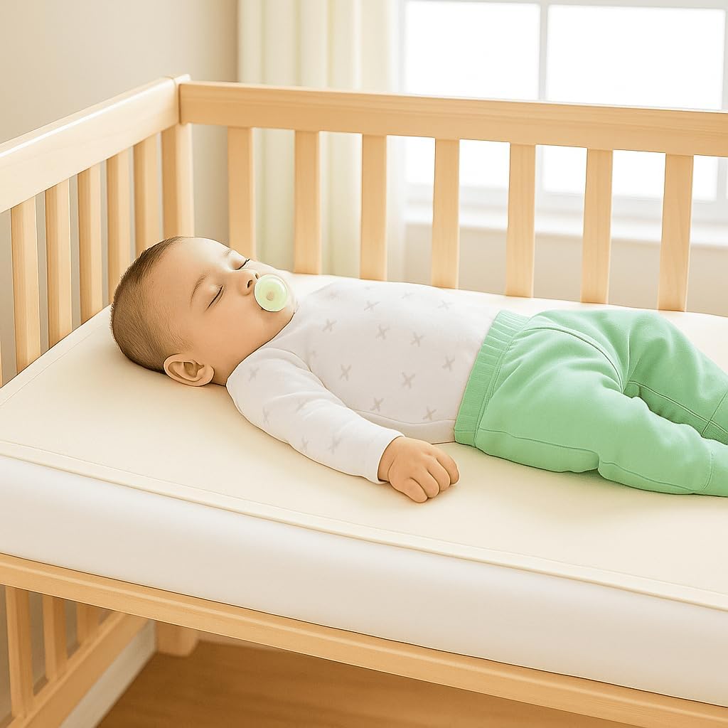Organic Cotton Crib Mattress Protector - Water Resistant Flat Sheet Liner Pad, Skin Friendly, Chemical-Free Pure Cotton [GOTS-Certified] for Playard (38"x26") - Made in USA