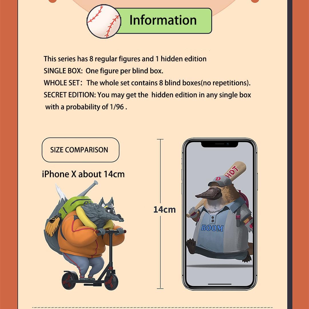 Animal Baseball Team Series Blind Box Figures 1PC Random Art Cute Sport Collectibles Birthday Gift