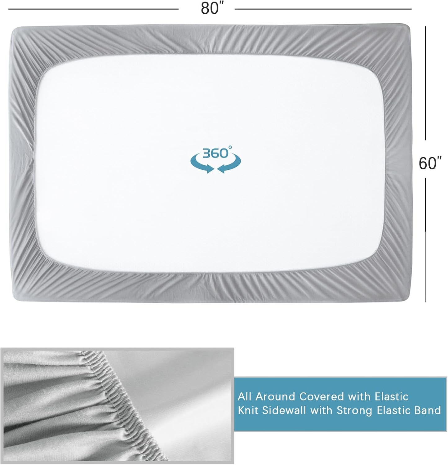 Queen Mattress Protector Waterproof, Noiseless & Soft Coverage Queen Size Mattress Cover Fitted Sheets with Deep Pocket up to 14", Super Breathable & Easy Wash Mattress Protector