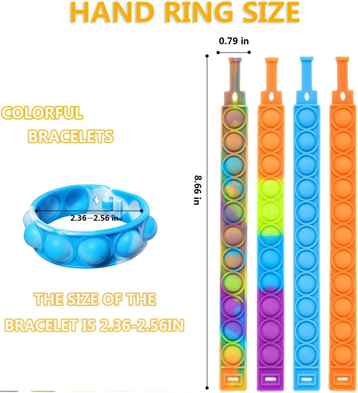 300pcs pop Random Bracelet,Pop Bubble Fidget Sensory Toys, Pop Toy Bulk for Party Favor, Classroom Student Prizes Easter Basket Goodie Bag Stuffers Christmas Valentine Gift for Kid