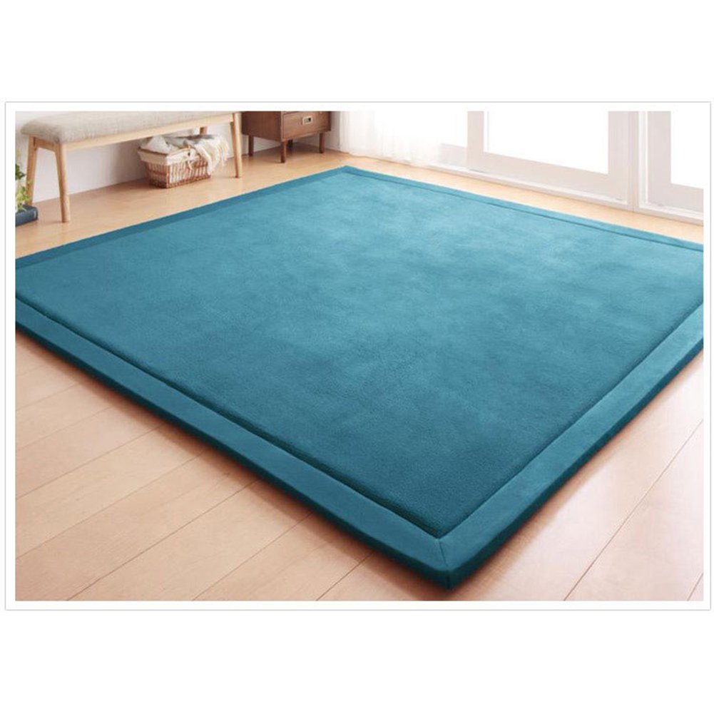 Loartee Nursery Rug Coral Velvet Crawling Rugs Mat Area Rugs Play Crawling Mat(6'8"x9'2", Blue) for Toddler Children Play Mat Yoga Mat Exercise Pads Carpet