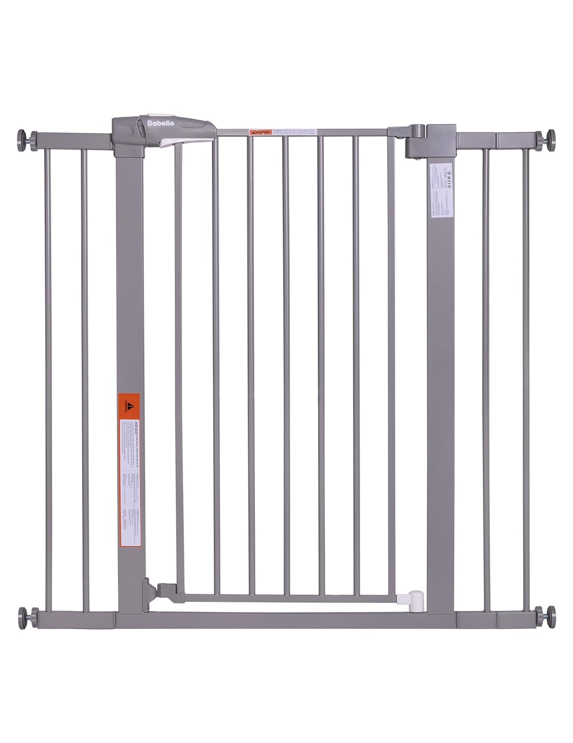 BABELIO 36-Inch Tall Baby Gate, 26-40" Wide Auto-Close Pet Gate, Easy Install and No-Drilling, Pressure Mounted with Wall Protectors and Extension Kits, Gray