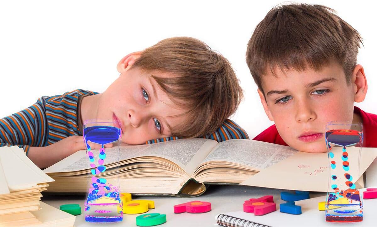 Liquid Motion Bubbler Timer Pack of 5 Colorful Hourglass Liquid Bubbler Sensory Anxiety Toys Autism ADHD Fidget Toys Children Activity Calm Relaxing Desk Toys for Kid's Teenager Adults