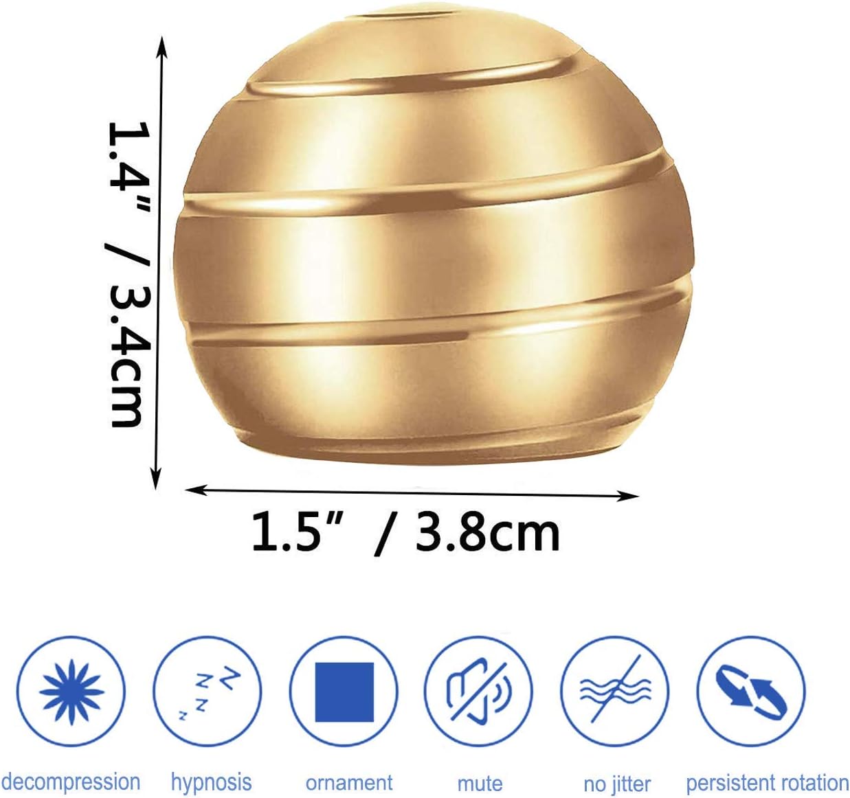 Kinetic Desk Toy,Optical Illusion Metal Fidget Spinning Ball,Office Executive Stress Relief Spinner Toys for Adults & Kids