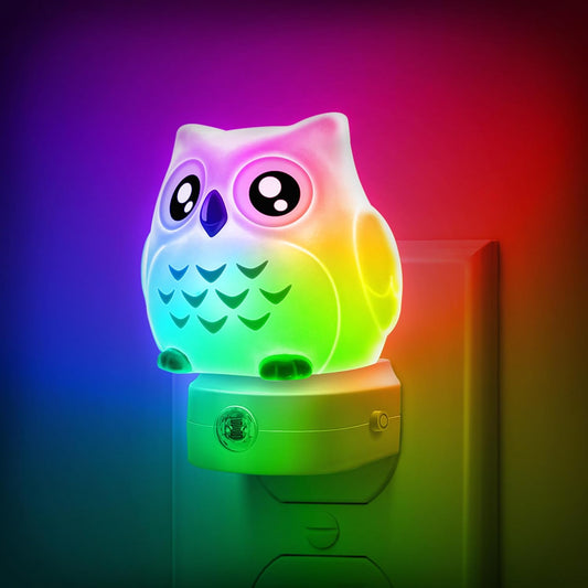 Owl Night Lights Plug Into Wall, Cute Night Light for Kids, 8-Color LED Night Light with Dusk to Dawn Sensor, Decorative Nightlight for Kid Room, Bathroom, Bedroom, Children Gift, 1 Pack