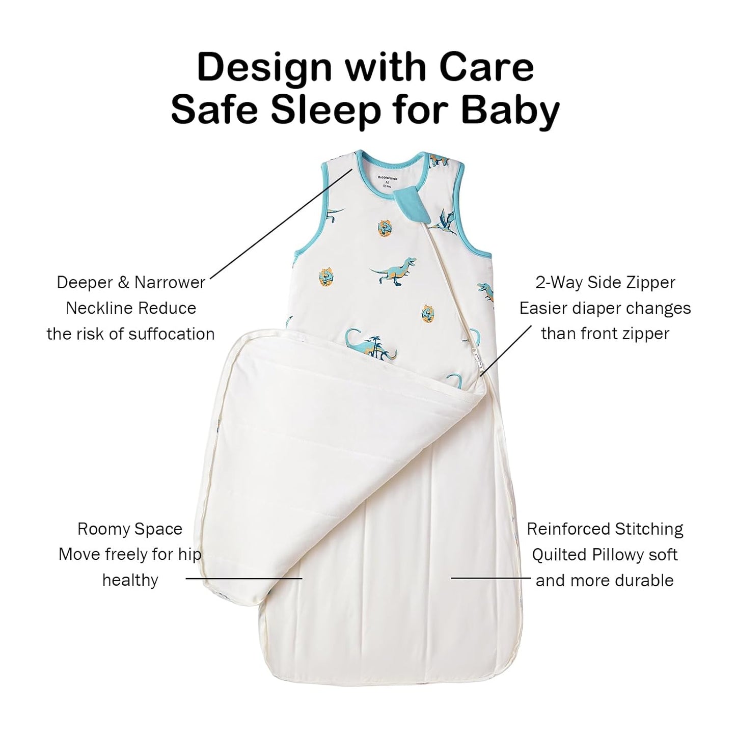 BubblePanda Rayon Made from Bamboo Sleep Sack 0-6 Months 0.5 Tog Soft Newborn Sleep Sack 3-6 Months for Infant Babies 2-Way Zipper Wearable Blanket Baby 0-3 Months