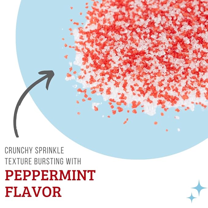 Sweets Indeed Peppermint Sugar Topping – 5.11 oz Holiday Candy Cane Finish | Festive Peppermint Sugar for Cakes, Cookies, Hot Cocoa & Christmas Desserts