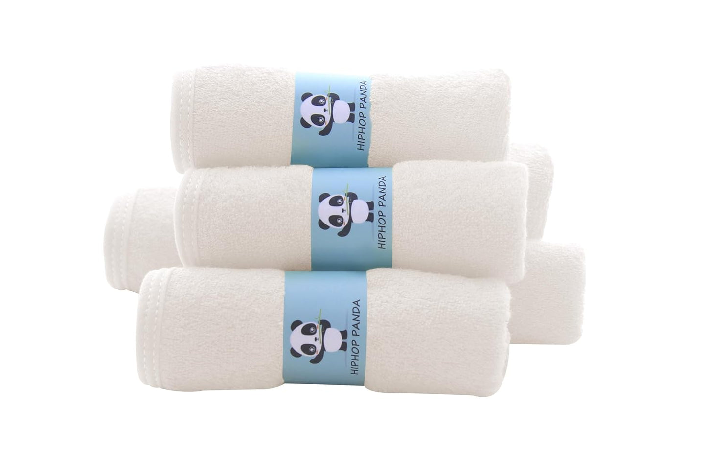 HIPHOP PANDA Baby Washcloths, Rayon Made from Bamboo - 2 Layer Ultra Soft Absorbent Newborn Bath Face Towel - Reusable Baby Wipes for Delicate Skin - Ivory, 6 Pack