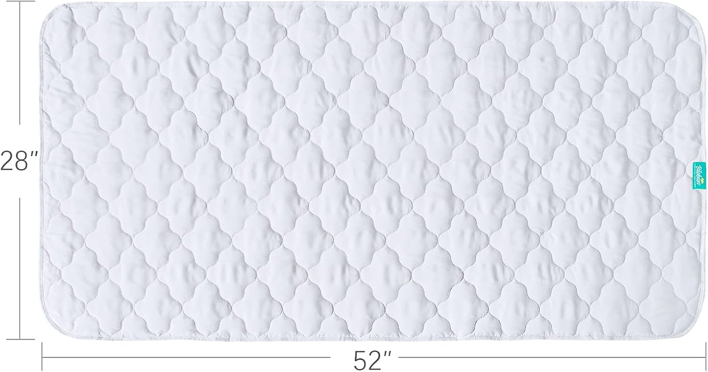 Waterproof Crib Mattress Protector Pad Cover 2 Pack 28" x 52", Anti Slip & Absorbent Waterproof Bed Pads for Standard Crib/Toddler Bed Quilted Machine Washable (Quilted Improved Thickness) White