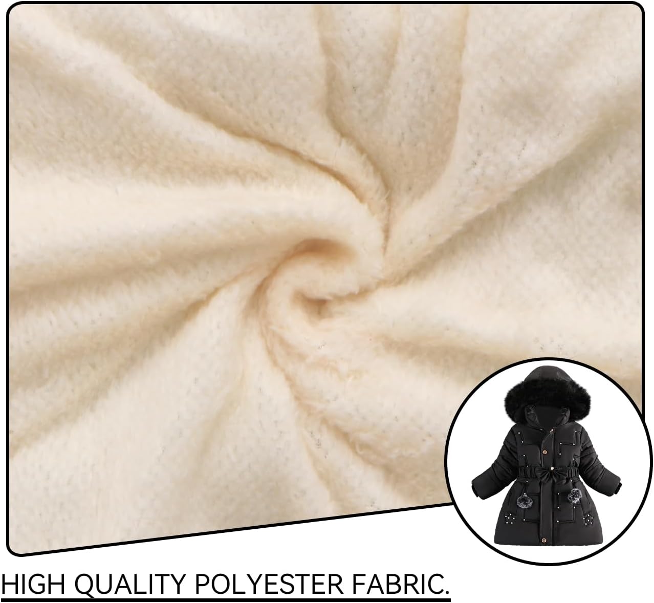 Girls Winter Dress Coats Faux Fur Hooded Fleece Jackets Waterproof Parka Outwear