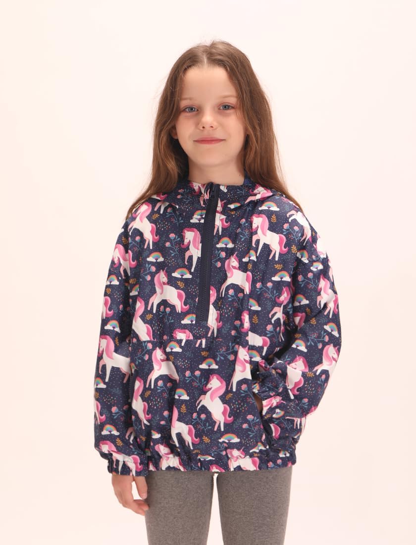 WELAKEN Lightweight Jacket for Girls Kids & Toddler II Girls' Print Water-Resistant Jacket