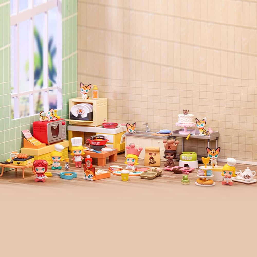 POP MART MOLLY Cooking Prop Blind Box Figures, Random Design Box Toys for Modern Home Decor, Collectible Toy Set for Desk Accessories, 8PC