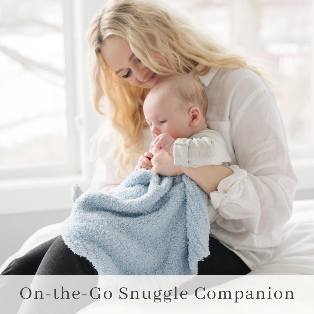 SARANONI Bamboni Luxury Baby Blanket, Breathable & Soft Plush for Infant Boys & Girls (Light Blue, Mini 15” x 20”)