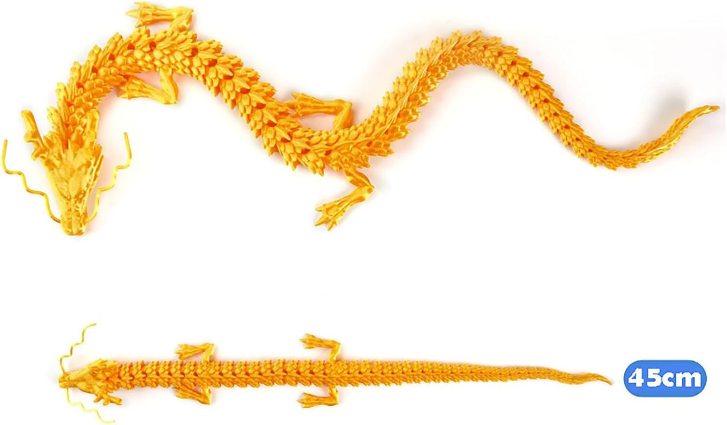 3D Printed Dragon Fidget Toy, 18in Surprise Mystery Dragon, Crystal Dragon Fidget Toy, Articulated Pye Dragon Fish/Display Cabinet/Home/Office Desktop Decor (Blue)