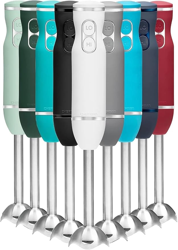 Chefman Immersion Stick Hand Blender with Stainless Steel Blades, Powerful Electric Ice Crushing 2-Speed Control Handheld Food Mixer, Purees, Smoothies, Shakes, Sauces & Soups, Ivory