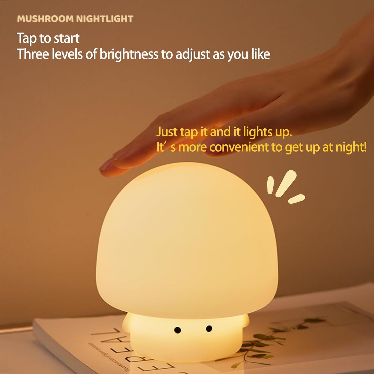 Cute Baby Night Light for Kids,Rechargeable Dimmable Silicone Nursery Toddler Mushroom Nightlight,Squishy Bedside Lamp for Night Stands,Fun Decor for Children,Mother's Day Gift(White)