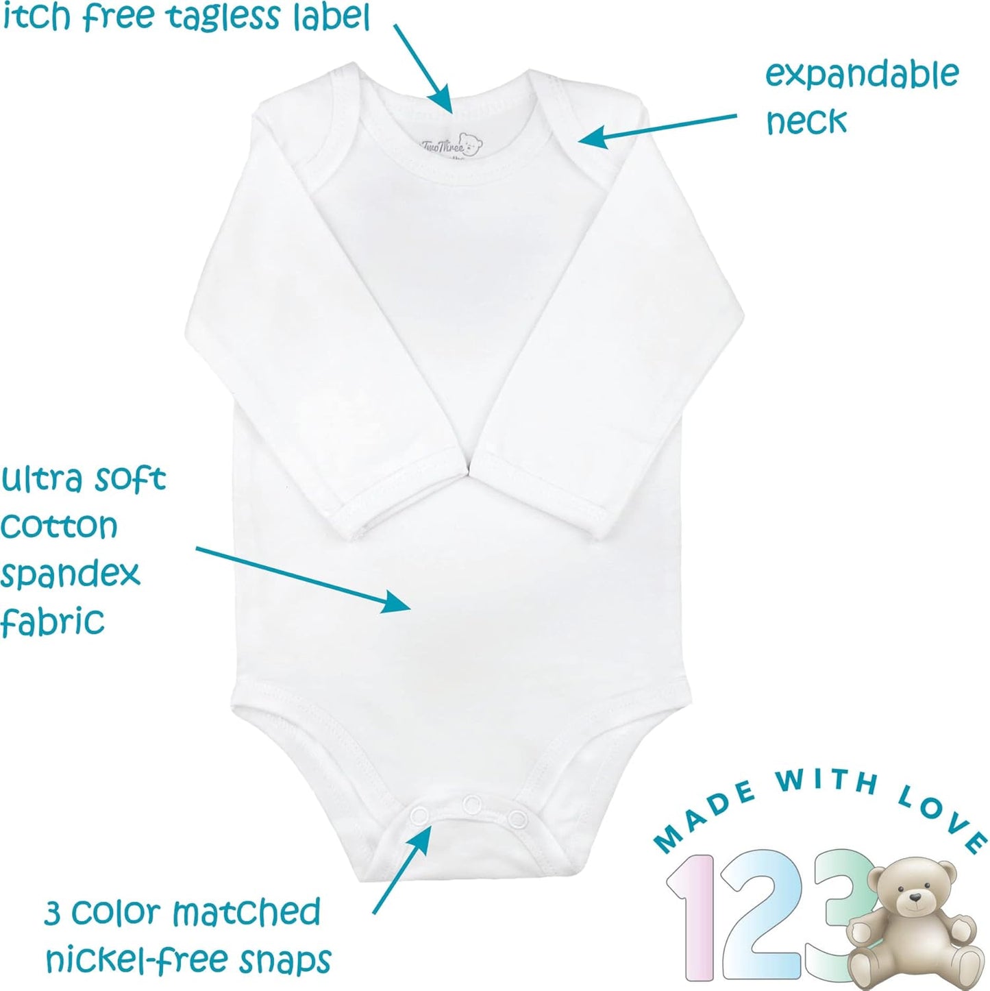 123 Bear Baby Cotton Spandex short-sleeve bodysuits unisex boy girl