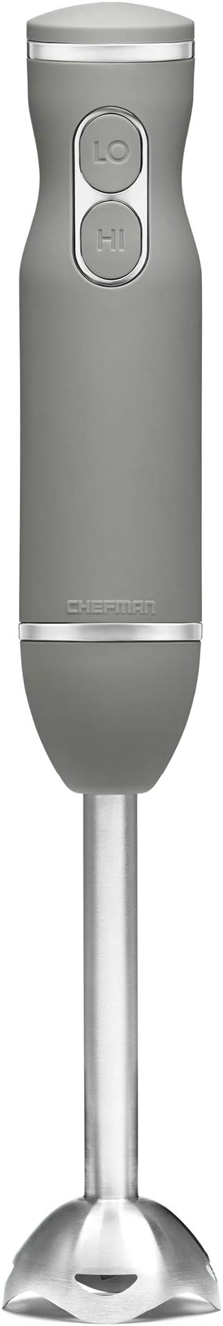 Chefman Immersion Stick Hand Blender with Stainless Steel Blades, Powerful Electric Ice Crushing 2-Speed Control Handheld Food Mixer, Purees, Smoothies, Shakes, Sauces & Soups, Grey
