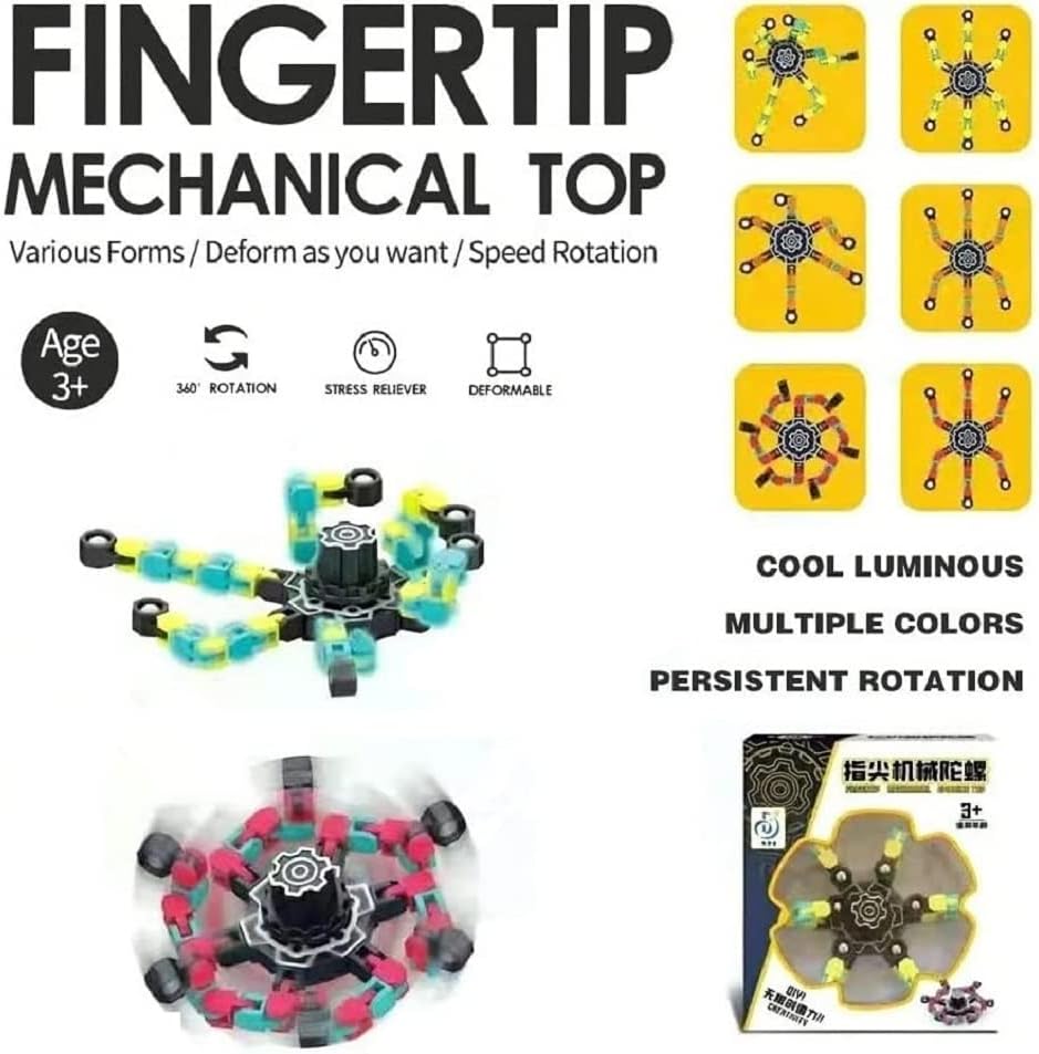 Gifts for Kids 8 Packs Transformable Fingertip Chain Robot Toy DIY Deformation Robot Deformed Mechanical Toy for Kids Adults