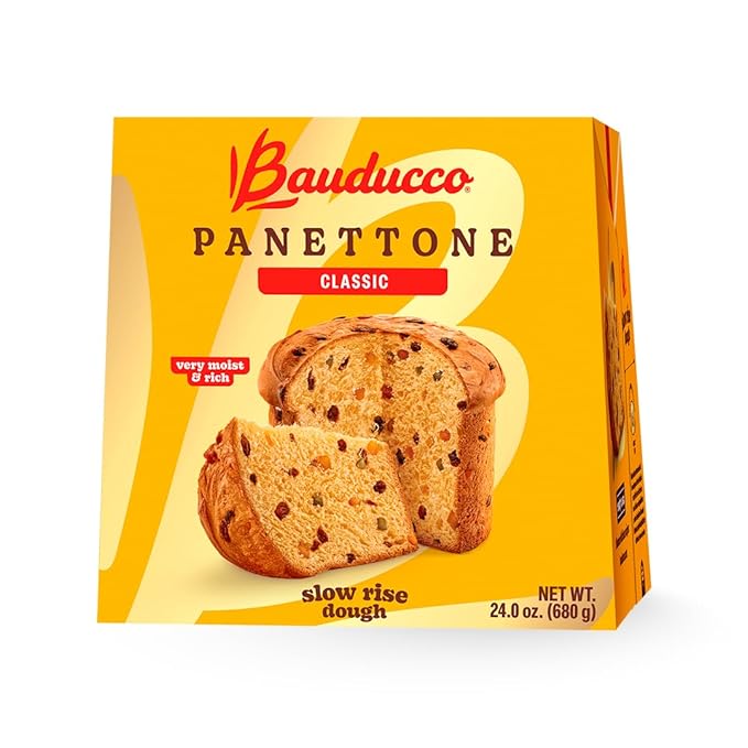 Bauducco Classic Panettone, 24.0 oz (Pack of 3) - Soft and Moist Holiday Cake with Candied Fruit and Raisins - Traditional Italian Slow Rise Dough Recipe