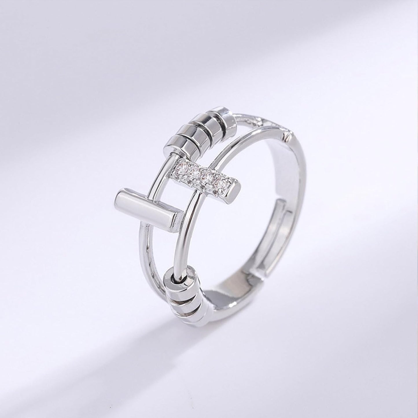 INFUSEU Funny Spinner Fidget Rings for Women Girls Anti Anxiety Stress Worry, Adjustable Size