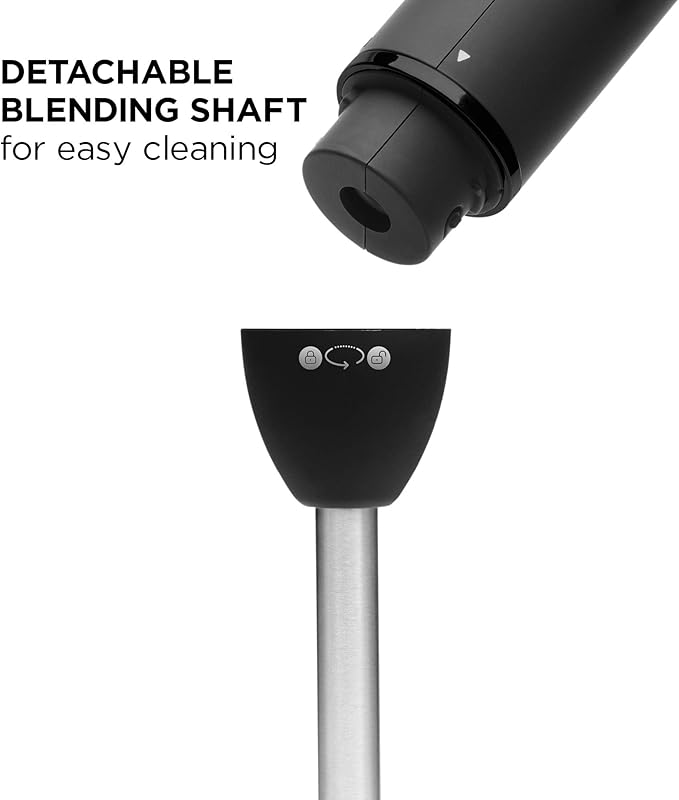 Chefman Immersion Stick Hand Blender Powerful Electric Ice Crushing 2-Speed Control Handheld Food Mixer, Purees, Smoothies, Shakes, Sauces and Soups, Black