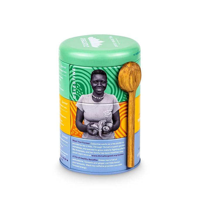 JusTea Assorted Tea Trio | Stacking Tins Variety Pack with Hand Carved Spoon | Loose Leaf Tea | Variable Caffeine | Award-Winning | Fair Trade | Non-GMO