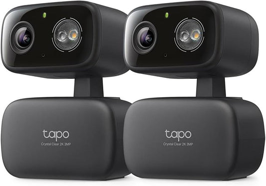 Tapo 2K 3MP Pan/Tilt Indoor/Outdoor Security Camera, Free Person/Baby Cry Detect & Track, 360° Pan, Color Night Vision, SD/Cloud Storage, Works w/Alexa & Google Home, HybridCam 360, Black (2-Pack)