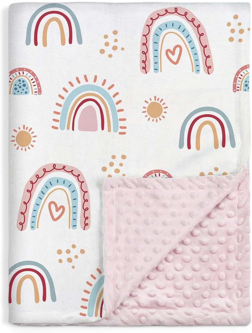 SANDJEST Rainbow Kid Blanket for Girls - 30 x 40 Kids Minky Blanket - Gifts for Kids on Birthday Christmas Nursery Bedroom Decor