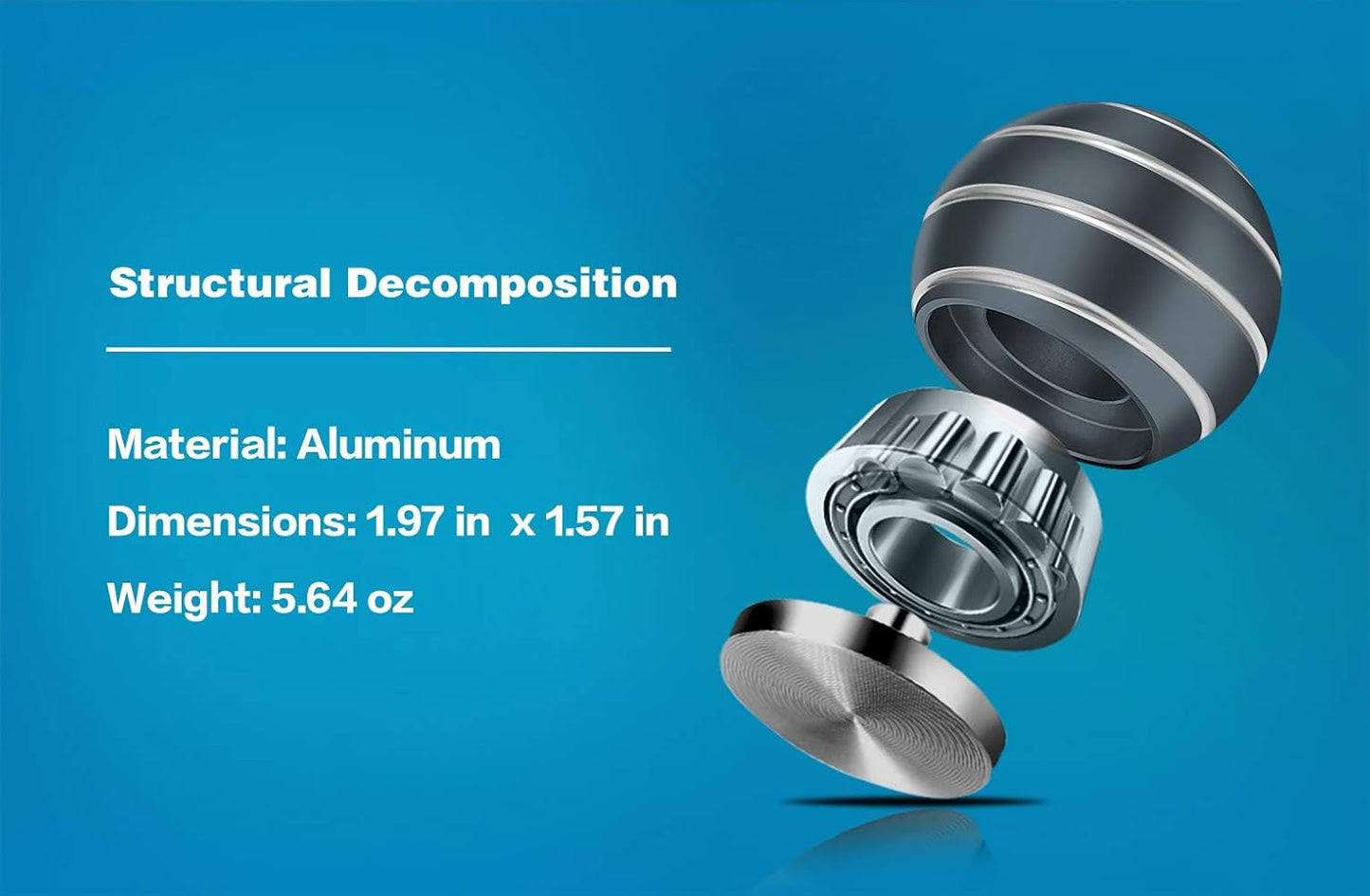 Kinetic Desk Toy with Full Body Visual Illusion Ball Decompression Ball Fidget Stress Anxiety Relieves Aluminium Decoration Ball for Adults (GRIS)