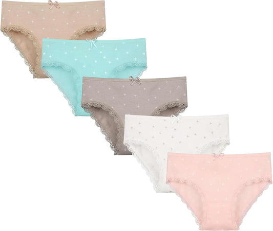 Donella Girls' Soft Cotton Underwear - Kids Bikini Brief Panties for Girls and Toddlers 5-Pack, Age: 2-15