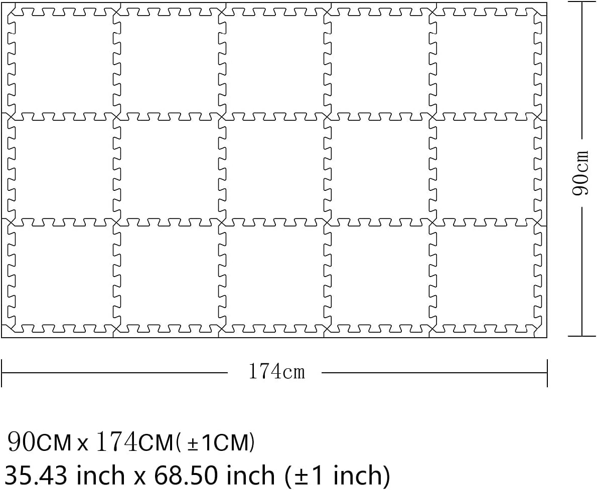 MQIAOHAM® 18 Pieces + 18 Edges Puzzle Play Mats, Soft Baby Play Mat, Kids Interlocking Foam Floor Tiles, Toddlers Carpet Playmats XZ301018-112