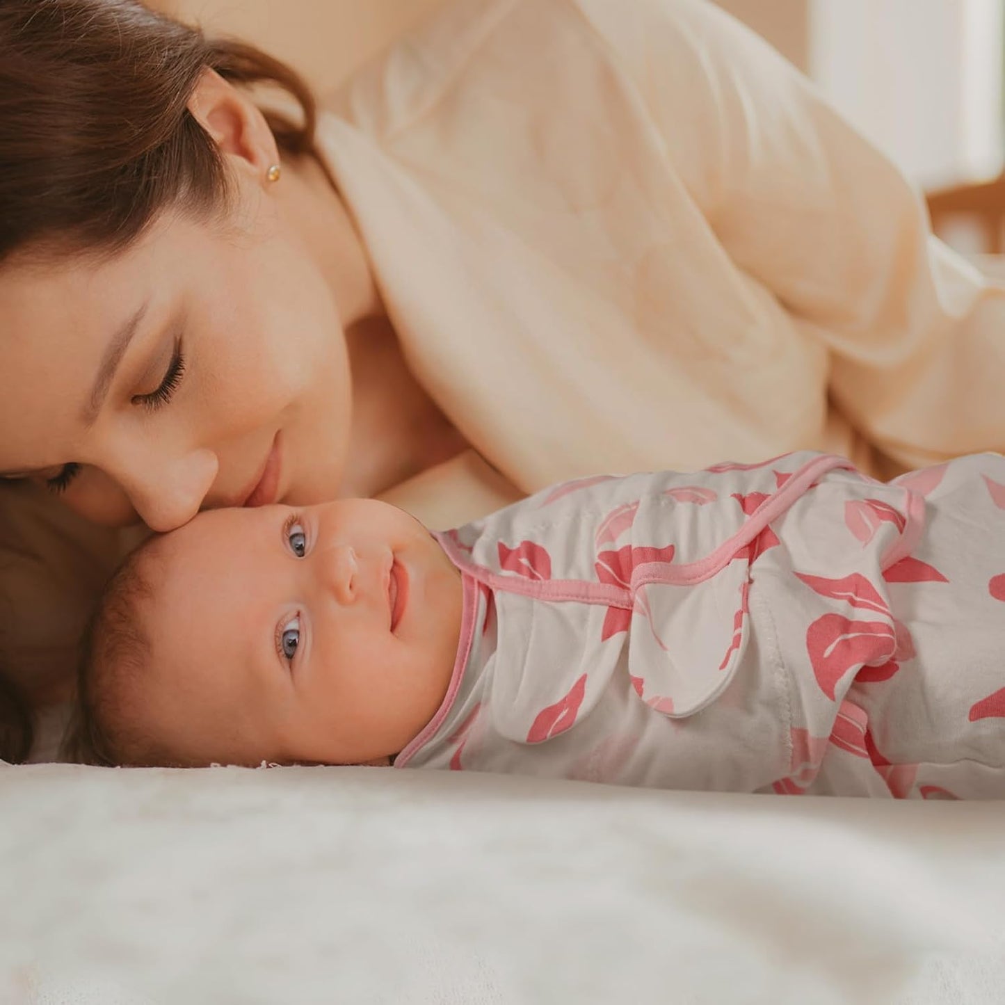 GLLQUEN BABY Girl Swaddles 0-3 Months - 3 Pack Baby Swaddles Sack for Newborn, Infant Sleep Sack, Easy Swaddling Wrap, A Pink Floral, Nursery Swaddle Blankets Essentials