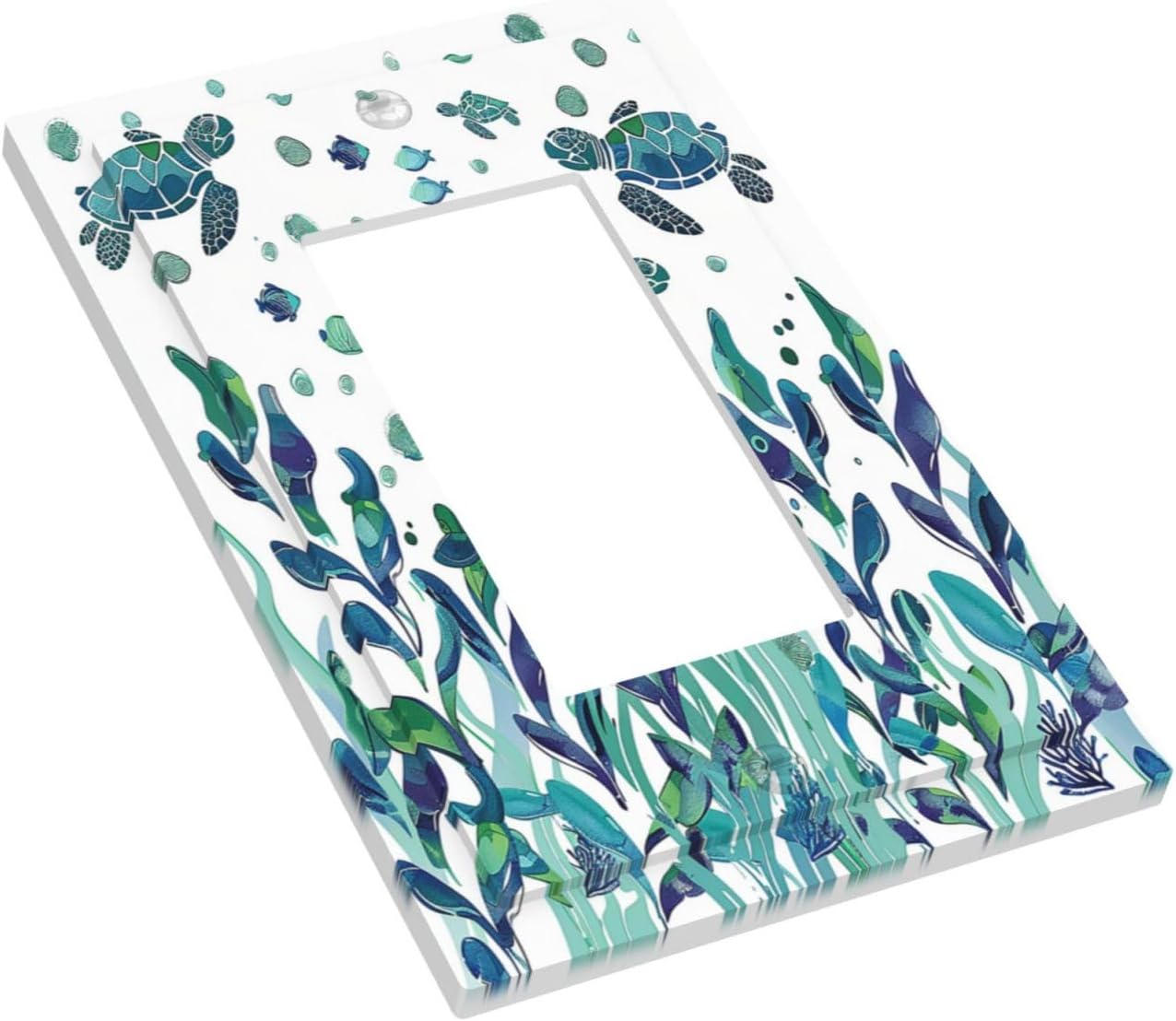 Decorative Outlet Covers Vibrant Turtle Seagrass Watercolor Painting 1 Gang Single Rocker Light Switch Cover Plate Wall Plates GFCI Faceplate for Bathroom living Room Decor