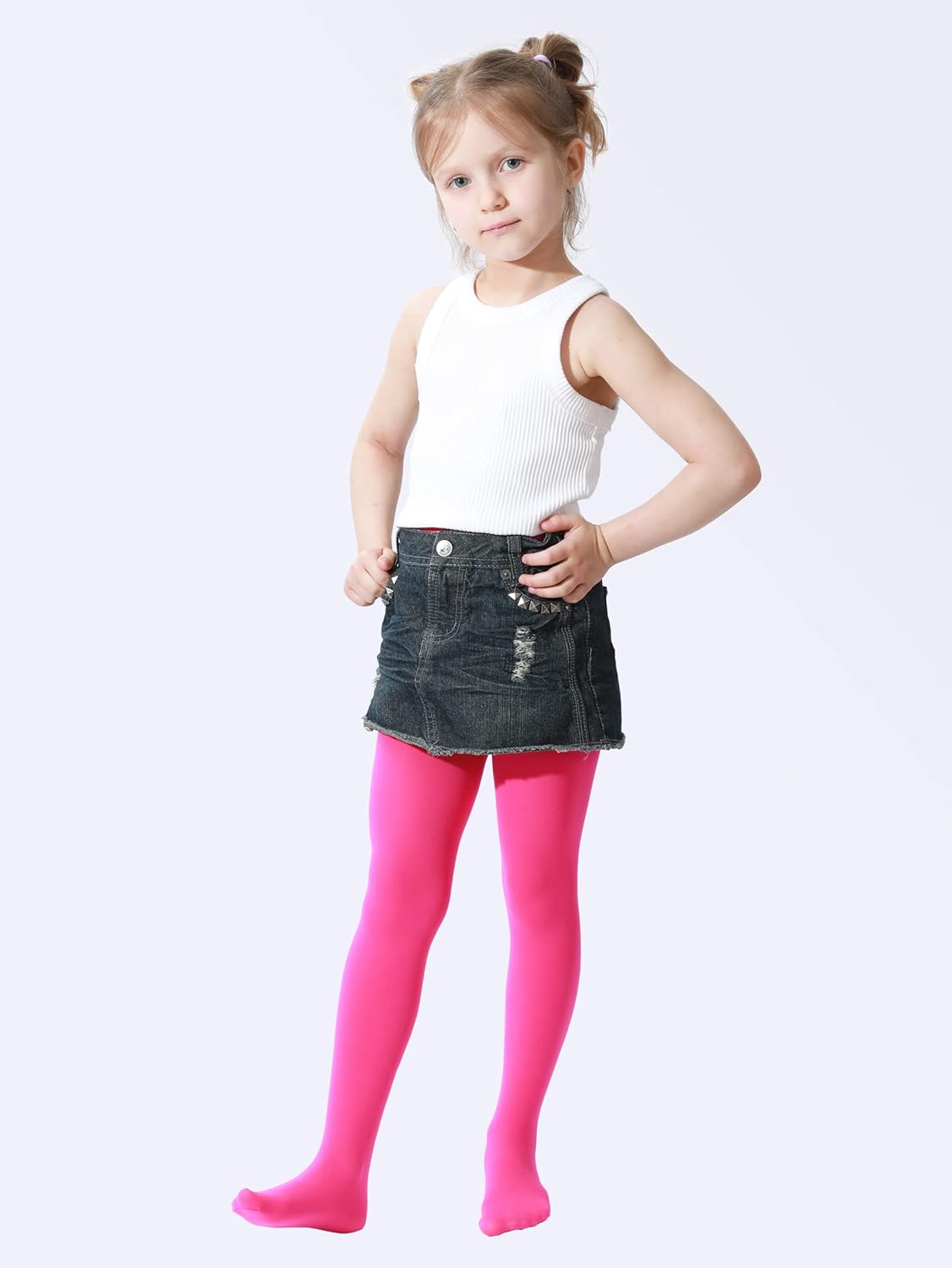 EVERSWE 3 Pairs Pack Girls Microfiber Tights Multiple Colors