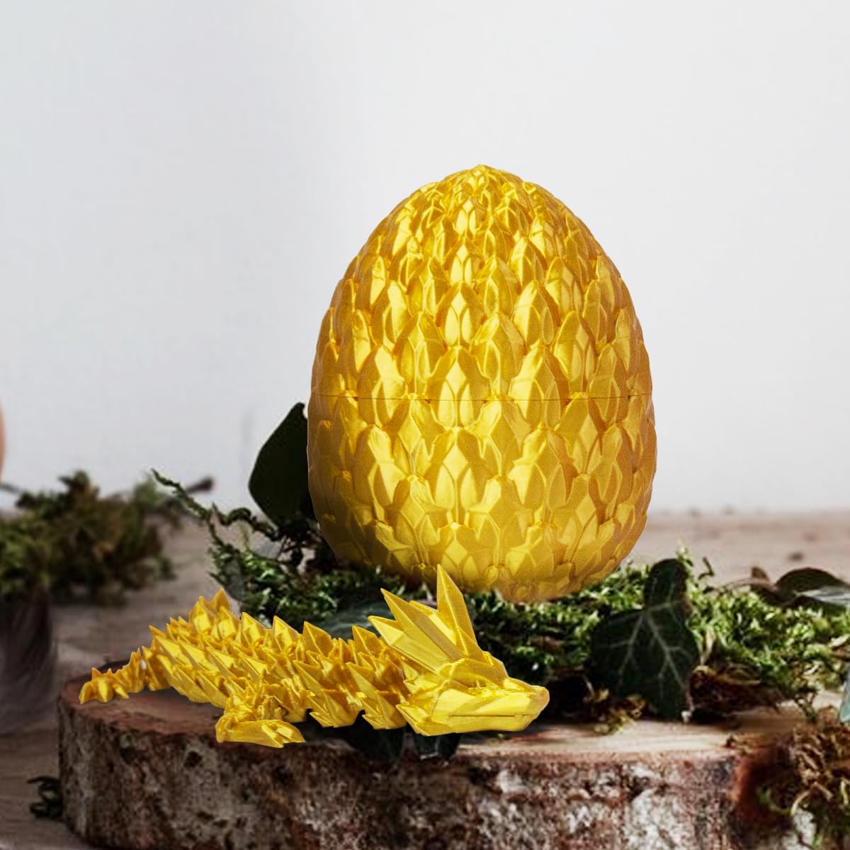 3D Printed Dragon Egg, Beautiful Flexible Joints Executive Desk Toys, Gifts for Adults and Kids (Gold)