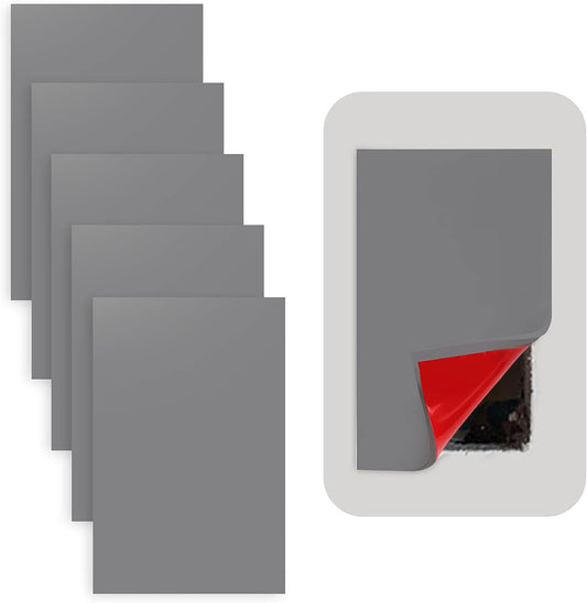 Rubber Bond Self-Adhesive Rubber Wall Outlet Cover Plate 5 Pack - Easy to Apply Peel & Stick Drywall Hole Patch - 5x3 Inch Screwless Blank Wall Plate Cover - Premium Rubber Wall Hole Cover (Grey)