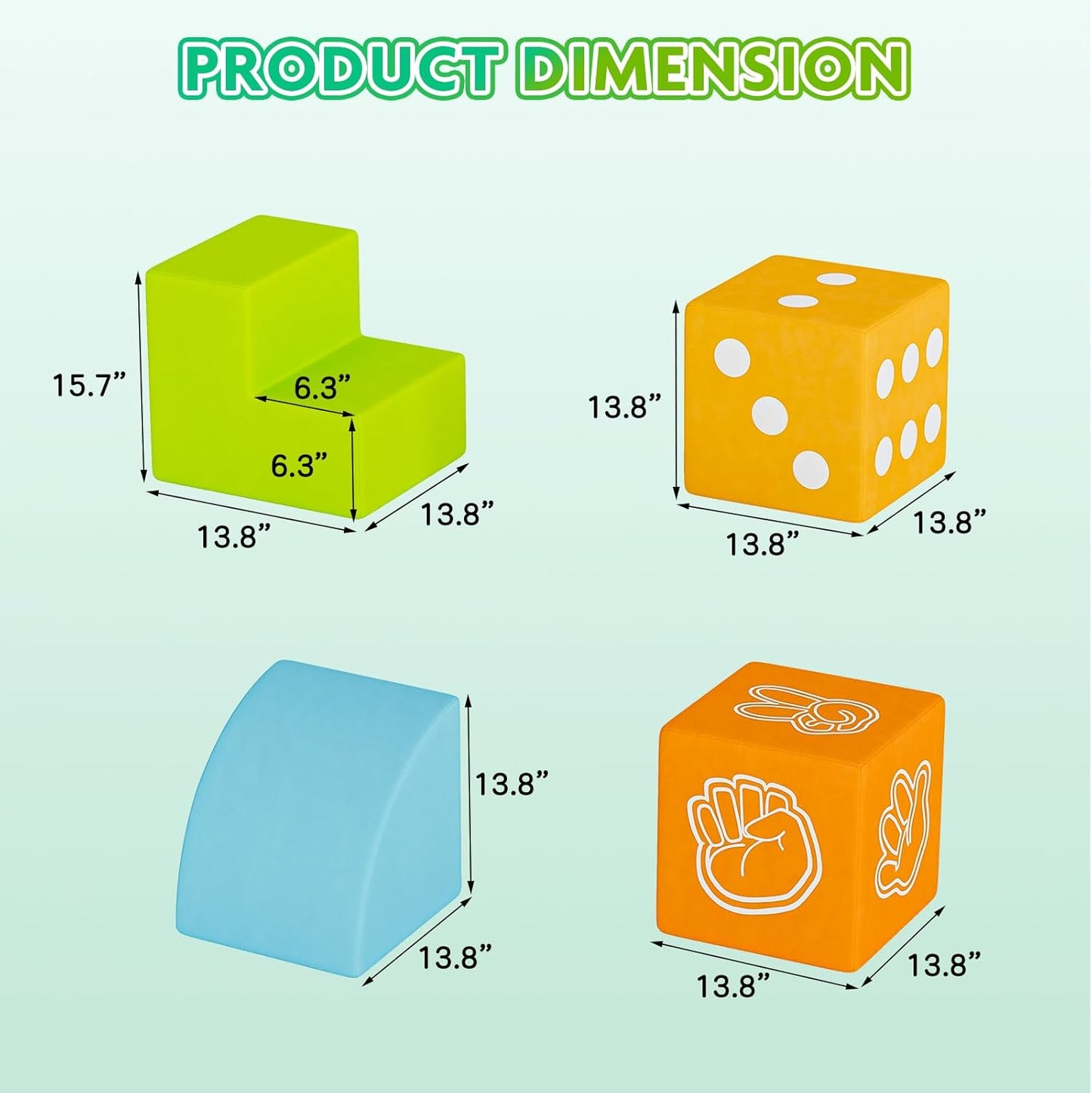 UMOMO 6 PCS Foam Climbing Blocks for Toddlers, Dice & Rock-Paper-Scissors Game Modes, Colorful Modular Play Set for Kids - Safe Indoor Activity Toy for Preschool Playroom (Orange-Yellow)