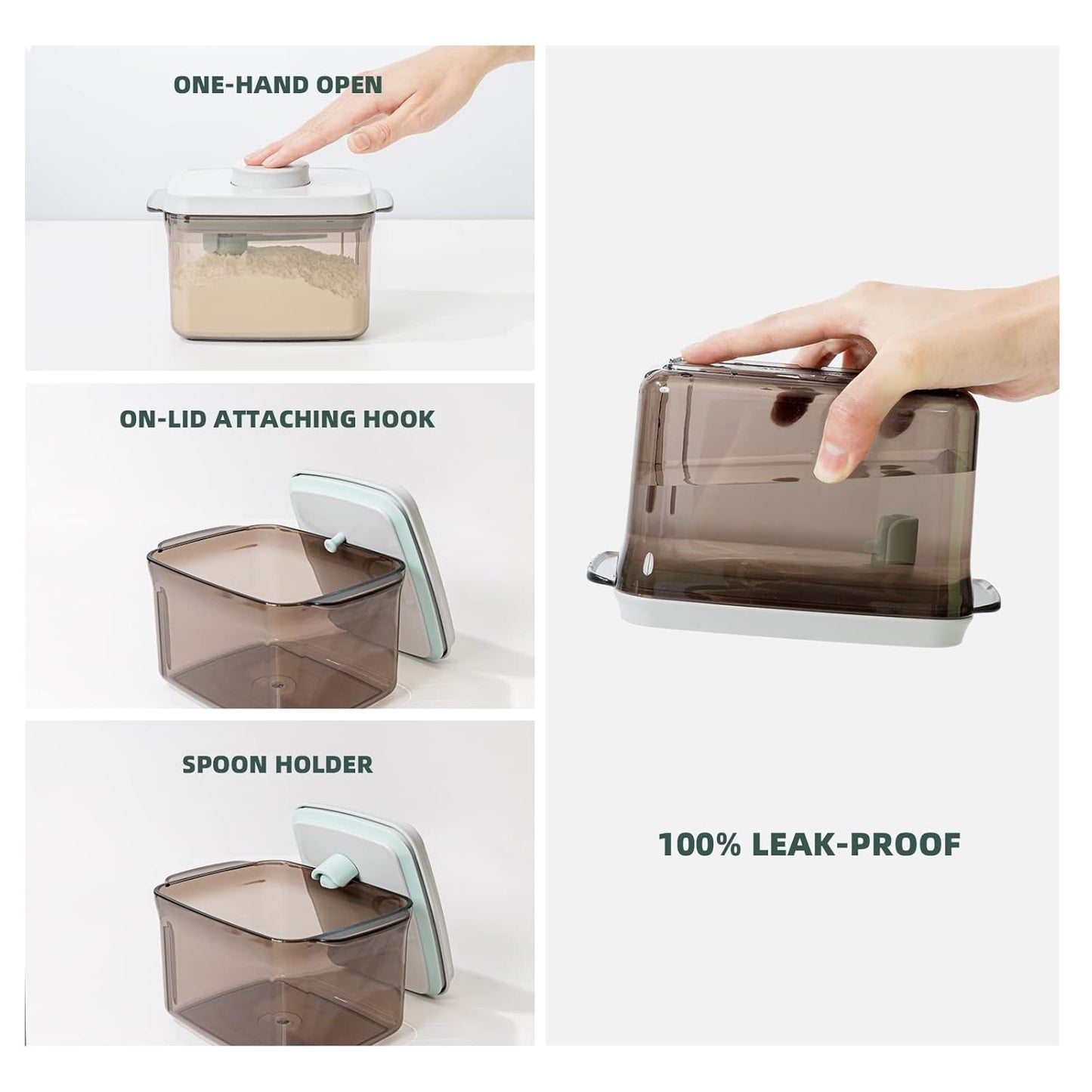 To Go Formula Container - 1000ml Airtight Milk Powder Container for Travel, Formula Dispenser with Scraper, 11OZ, 0.66LB, 300g, Brown