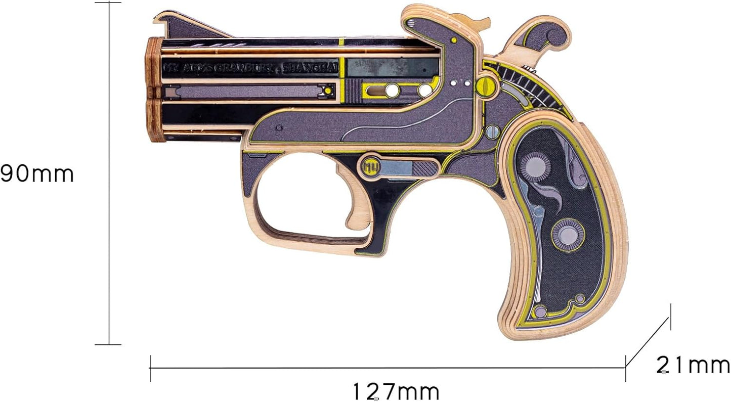 MU Wooden Puzzle for Adult Toy Gun Derringer-Obsidian Knight Defender Puzzles Building, AK47 Revolver Rubber Band Pistol Toys Desert Eagle 3D Metal Model Kits, DIY Kits Xmas Birthday Gifts Desk Decor