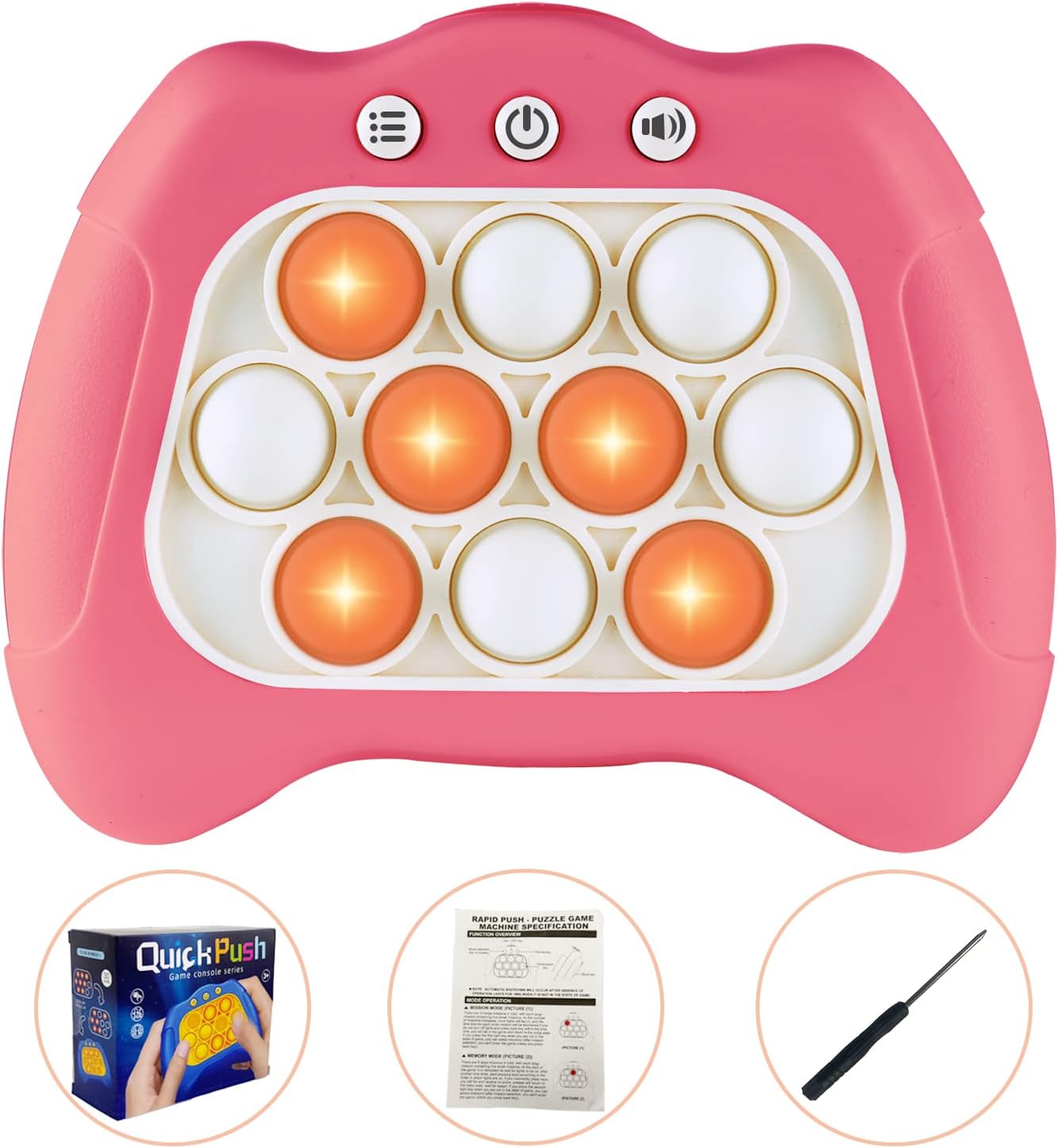 Pop The Target! Handheld Speed Pushing Game Machine: A Fun Multiplayer Game for Family. Fidget Game Toy for 6 7 8 9 10 11 12 Years Old Pink