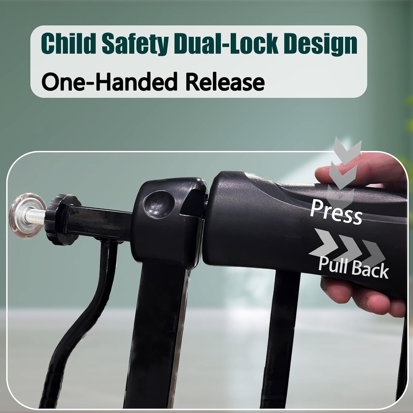 Heavy Duty Baby & Dog Safety Gate, Extra Wide 85.8-90.5 Inch,Black Metal, Pressure Mounted No Drilling Pet Gate for Large Openings