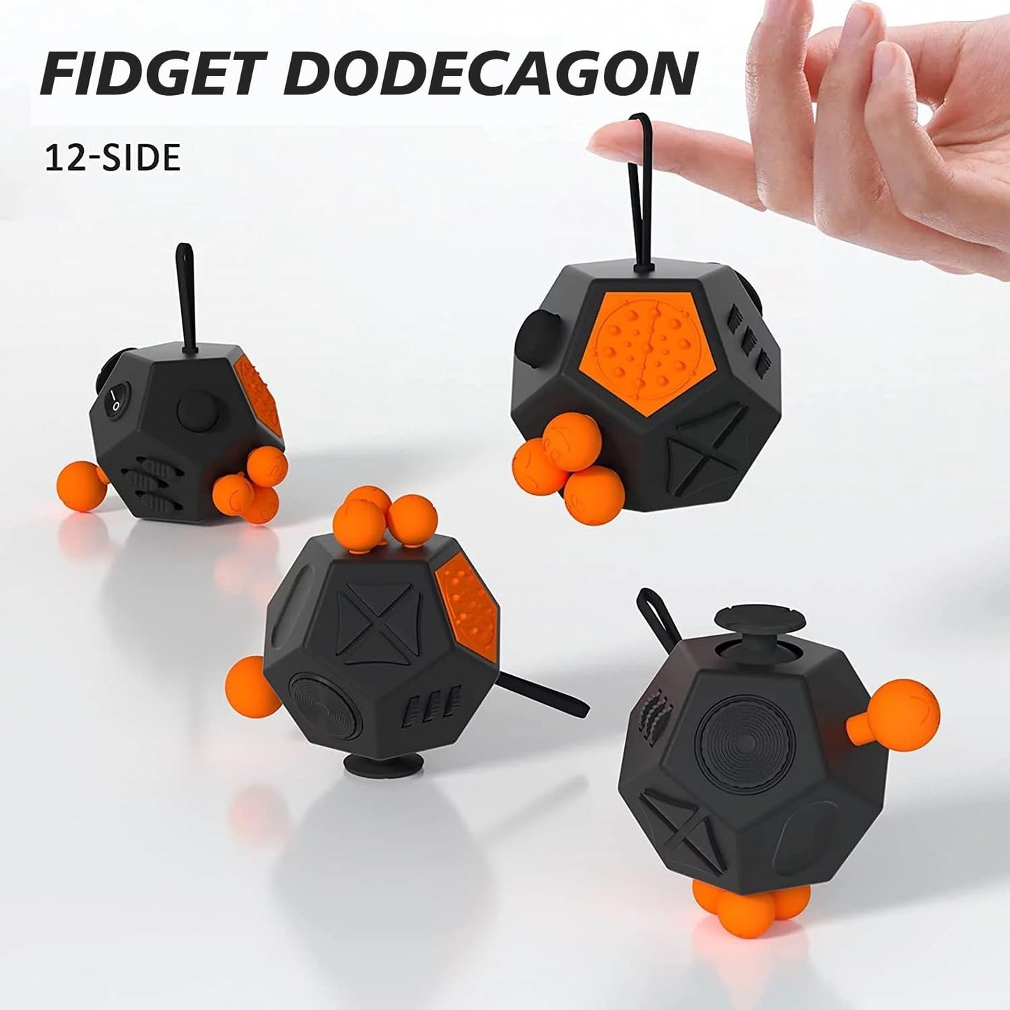 Fidget Dodecagon –12-Side Fidget Toys Cube Relieves Stress and Anxiety Anti Depression Cube for Children and Adults with ADHD ADD OCD Autism (A1 Black)